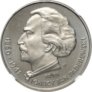 PRL, 100 złotych 1975, Ignacy Jan Paderewski, PRÓBA, nikiel