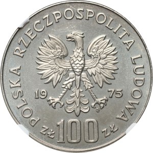 PRL, 100 złotych 1975, Ignacy Jan Paderewski, PRÓBA, nikiel