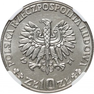 PRL, 10 zloty 1971, FAO, PRÓBA, nichel