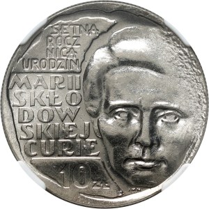 PRL, 10 zloty 1967, Maria Skłodowska-Curie, PRÓBA, nichel