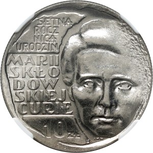 People's Republic of Poland, 10 gold 1967, Maria Skłodowska-Curie, PRÓBA, nickel