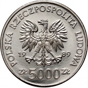 Repubblica Popolare di Polonia, 5000 zloty 1989, Władysław II Jagiełło, PRÓBA, nichel