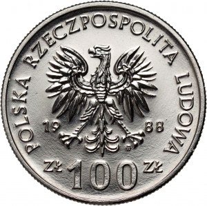 People's Republic of Poland, 100 gold 1988, Jadwiga, PRÓBA, nickel