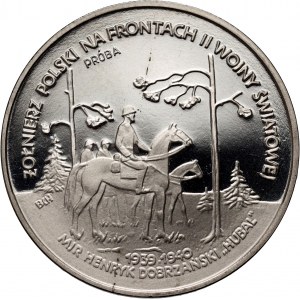 III RP, 100000 złotych 1991, Żołnierz Polski na frontach II Wojny Światowej - MJR Hubal, PRÓBA, nikiel