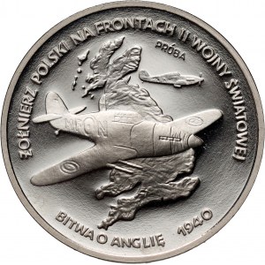 III RP, 100000 or 1991, Soldat polonais sur les fronts de la Seconde Guerre mondiale - Bataille d'Angleterre 1940, ÉCHANTILLON, nickel