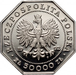 Third Republic, 50000 gold 1992, 200 Years of the Order of Virtuti Militari, SAMPLE, nickel
