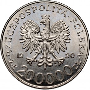 III RP, 200000 zlotys 1990, Général Tadeusz Komorowski - Bór, PRÓBA, nickel