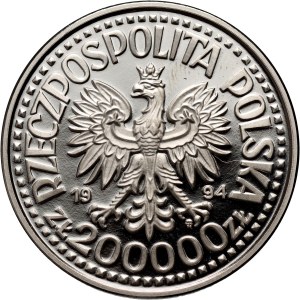 Third Republic, 200,000 gold 1994, 75 Years of the War Invalids Association of Poland, SAMPLE, nickel
