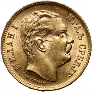 Serbie, Milan I, 20 dinars 1882 V, Vienne
