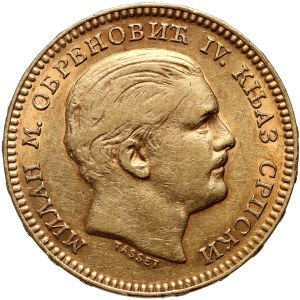 Serbien, Mailand I, 20 Dinare 1879 A, Paris