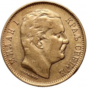 Serbie, Milan I, 10 dinars 1882 V, Vienne