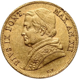 Italy, Papal States, Pius IX, Scudo 1858 R, Rome