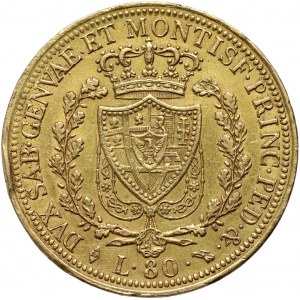 Italia, Sardegna, Charles Felix, 80 lire 1825, Torino
