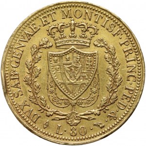 Taliansko, Sardínia, Charles Felix, 80 lir 1825, Turín