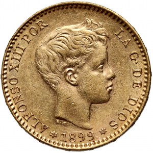 Španielsko, Alfonso XIII, 20 pesetas 1899 (18-99) S.M.-V., Madrid