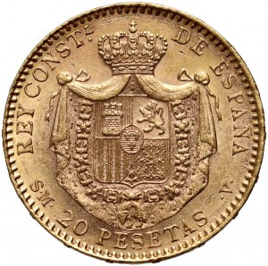 Spanien, Alfonso XIII, 20 pesetas 1899 (18-99) S.M.-V., Madrid