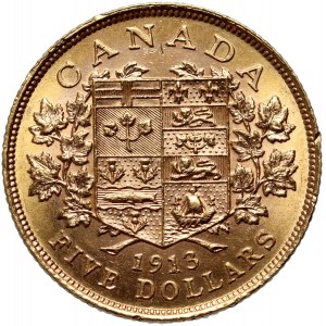 Canada, George V, 5 $ 1913