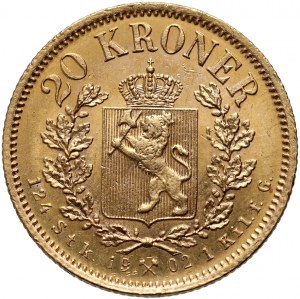 Norwegia, Oskar II, 20 koron 1902