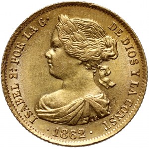 Španielsko, Isabella II, 100 realov 1862, Madrid