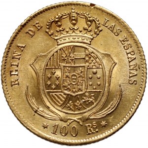 Španělsko, Isabella II, 100 realů 1862, Madrid