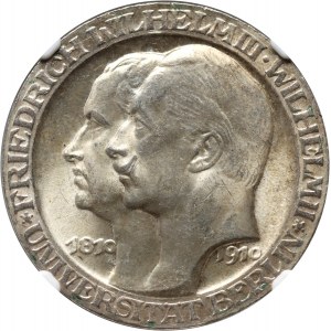 Allemagne, Prusse, Guillaume II, 3 marks 1910 A, Berlin, Université de Berlin