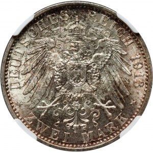 Germania, Prussia, Guglielmo II, 2 marchi 1913 A, Berlino, 25° anniversario del regno