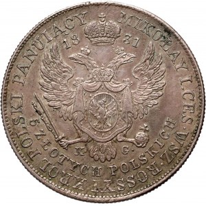 Kongress Königreich, Nikolaus I., 5 Zloty 1831 KG, Warschau