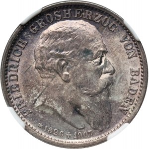 Německo, Bádensko, Fridrich I., 2 posmrtné známky 1907 G, Karlsruhe
