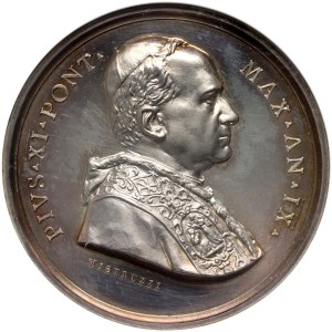 Vatikanstadt, Pius XI., Silbermedaille aus dem neunten Jahr seines Pontifikats (1930), Jahrestag der Verfassung, Mistruzzi