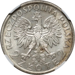 II RP, 2 zloty 1933, Varsavia, testa di donna