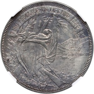 Suisse, 5 francs (thaler de tir) 1883, Lugano