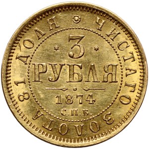 Rusko, Alexandr II, 3 ruble 1874 СПБ HI, Petrohrad