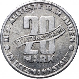 Lodžské ghetto, 20 značek 1943, hliník, certifikát