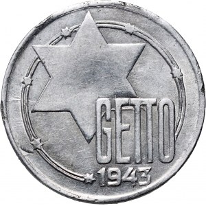Lodz Ghetto, 20 marks 1943, aluminum, certificate