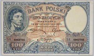 II RP, 100 zloty 28.02.1919, S.A. series.