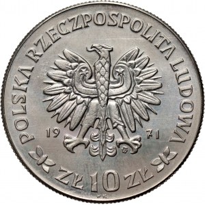 Volksrepublik Polen, 10 Zloty 1971, 50. Jahrestag des 3. schlesischen Aufstands, PRÓBA, Nickel