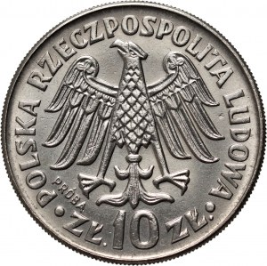 PRL, 10 zlotých 1964, Kazimierz Wielki - reliéfny nápis, PRÓBA, nikel
