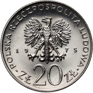 République populaire de Pologne, 20 zlotys 1975, Année internationale de la femme, PRÓBA, nickel