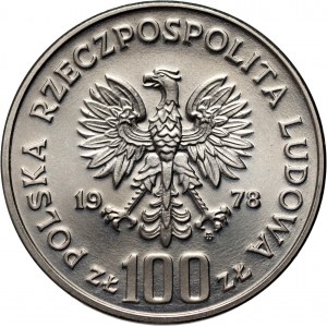 PRL, 100 zloty 1978, Janusz Korczak, PRÓBA, nichel