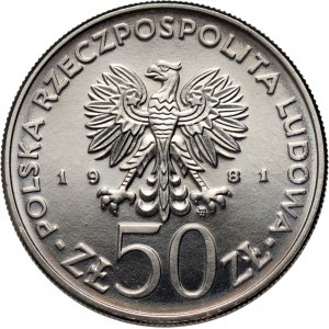 PRL, 50 złotych 1981, Władysław Sikorski, PRÓBA, nikiel