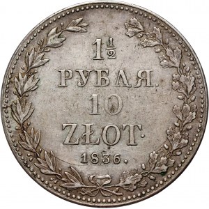 Ruské delenie, Mikuláš I., 1 1/2 rubľa = 10 zlotých 1836 MW, Varšava