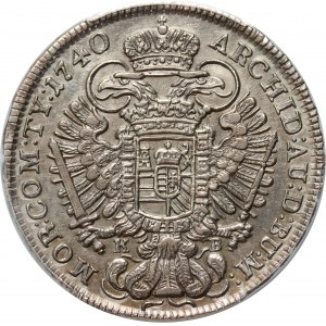 Hungary, Charles VI, 1/2 Thaler 1740 KB, Kremnitz