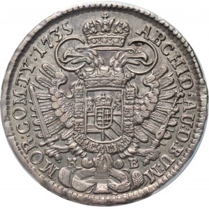 Hongrie, Charles VI, 1/2 thaler 1735 KB, Kremnica
