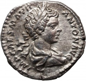 Impero Romano, Caracalla 199, denario, Roma