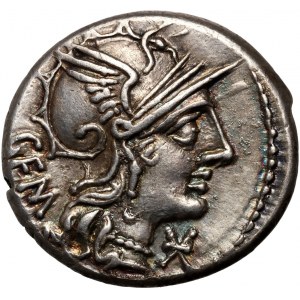 République romaine, M. Aburius Geminus 132 BC, denarius, Rome