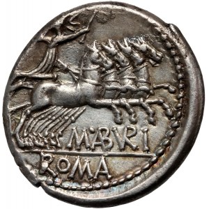 Repubblica Romana, M. Aburius Geminus 132 a.C., denario, Roma