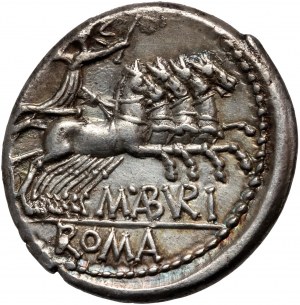 Repubblica Romana, M. Aburius Geminus 132 a.C., denario, Roma