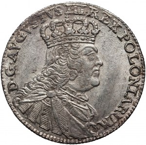 August III, ort 1755 EC, malá busta kráľa, Lipsko - prepichnutý dátum?