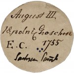 August III, ort 1755 EG, kleine Büste des Königs, Leipzig - durchgestochene Jahreszahl?
