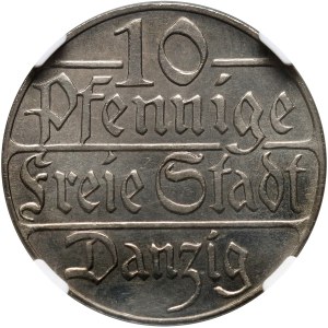 Freie Stadt Danzig, 10 fenig 1923, Berlín, zrkadlová známka (Proof)